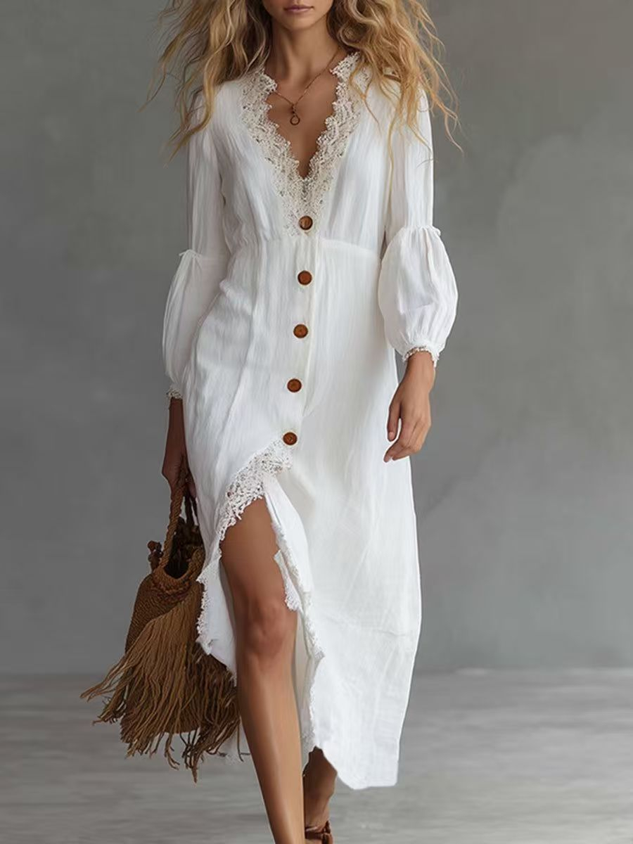 Long-Sleeve Shirt Chic White Dress